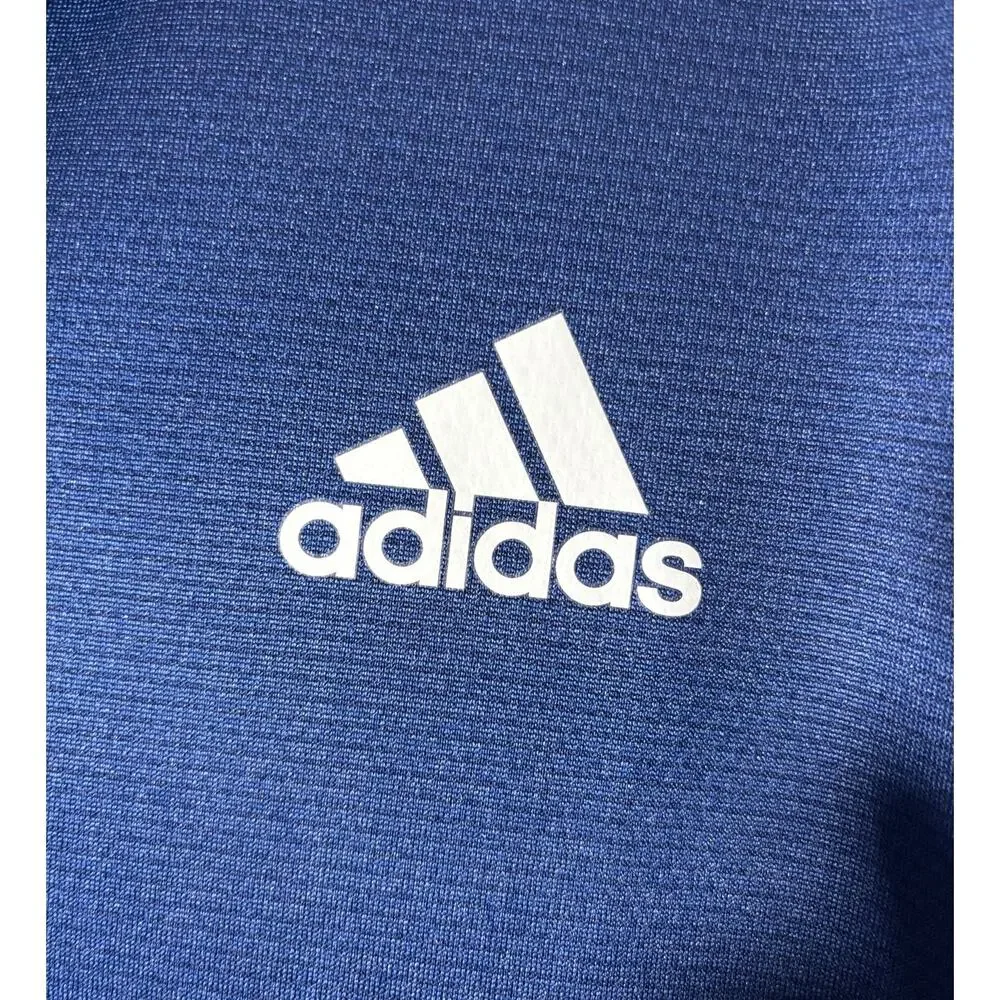Adidas Men's Size L Club Tennis Polo Shirt Blue Short Sleeves Moisture-Wicking